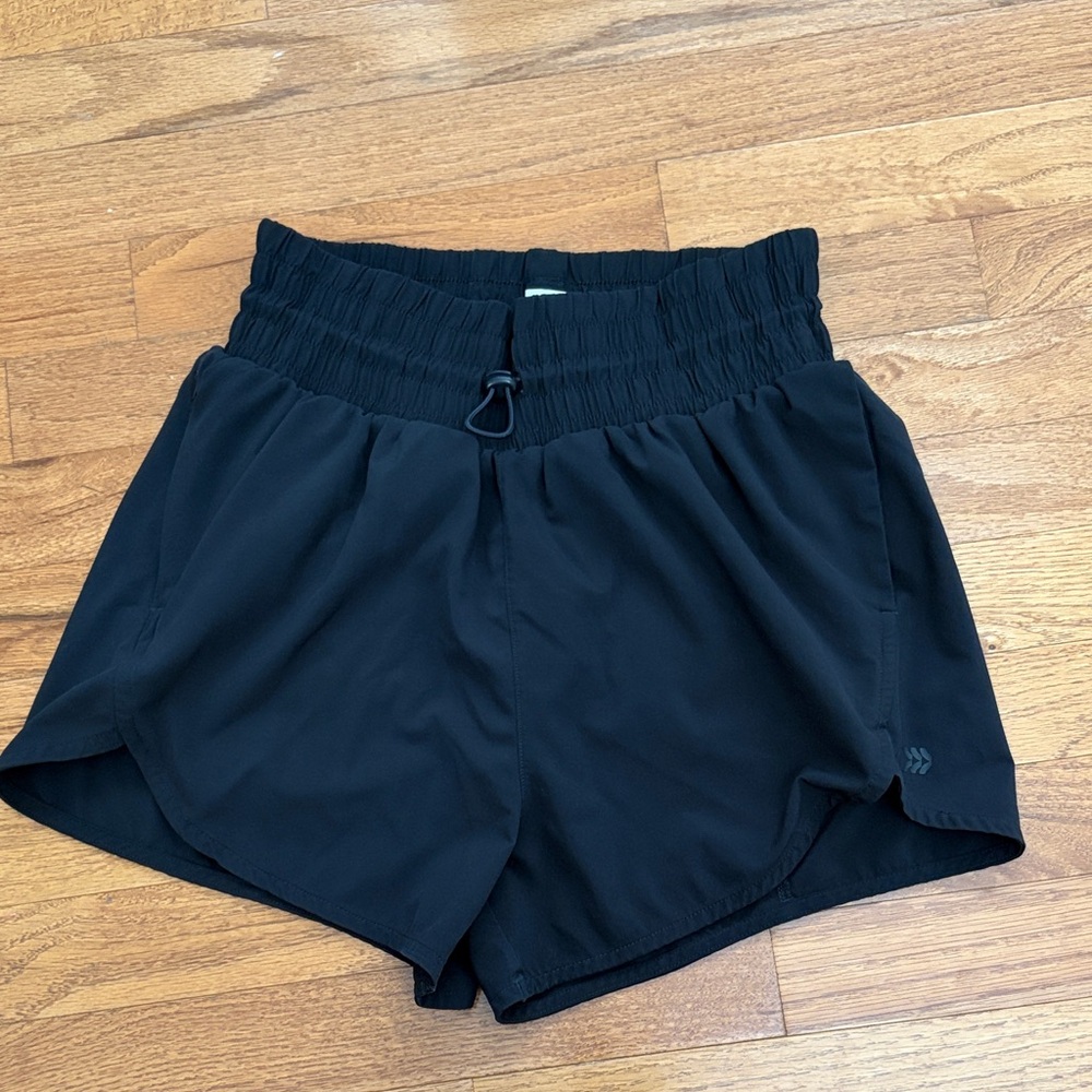 all in motion Black Women's Athletic Shorts with Drawcord, Size XS